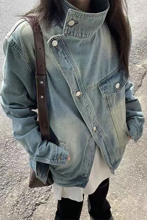 xiangtuibao Gradient Urban Irregular Denim Coat