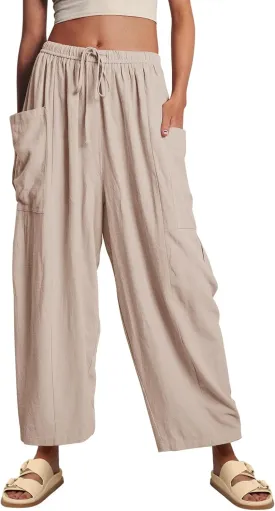 YKR Wide Leg Pants Woman Casual Loose Lightweigt Beach Palazzo Harem Pants Flowy Pants 2025