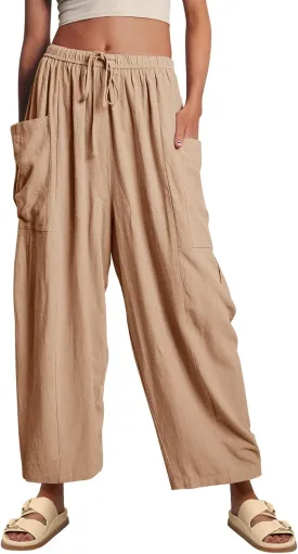YKR Wide Leg Pants Woman Casual Loose Lightweigt Beach Palazzo Harem Pants Flowy Pants 2025