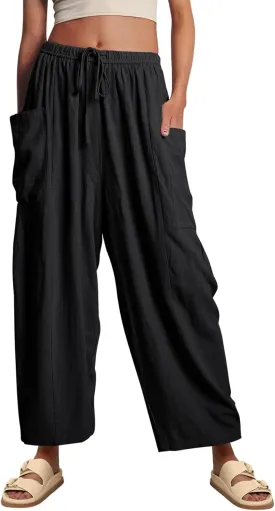 YKR Wide Leg Pants Woman Casual Loose Lightweigt Beach Palazzo Harem Pants Flowy Pants 2025