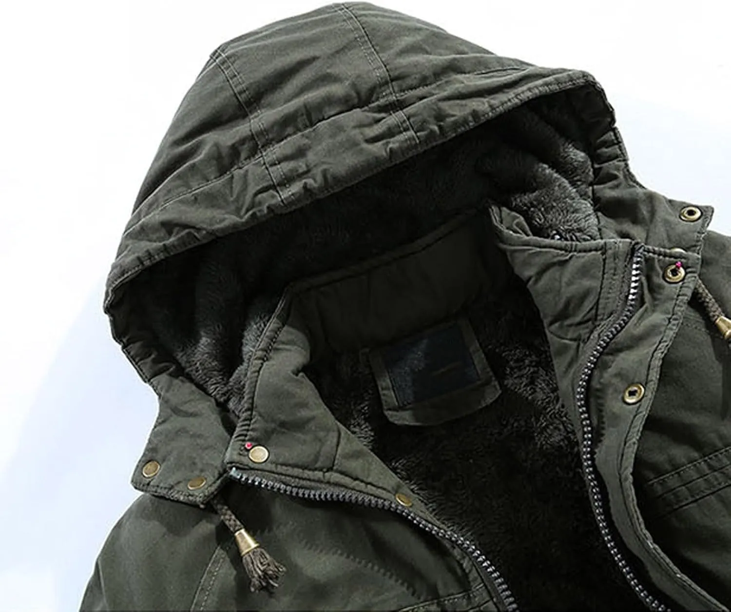 Zeiyignr Men's Winter Coat Military Jacket Fleece Lined Parka Cotton Cargo Jackets Thicken Snow Ski Coats Warm Hooded Coats