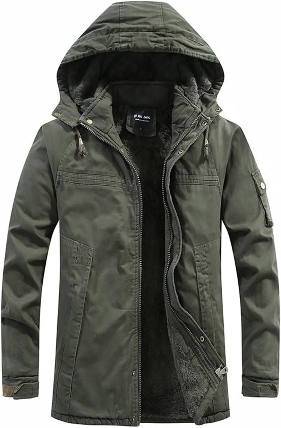 Zeiyignr Men's Winter Coat Military Jacket Fleece Lined Parka Cotton Cargo Jackets Thicken Snow Ski Coats Warm Hooded Coats
